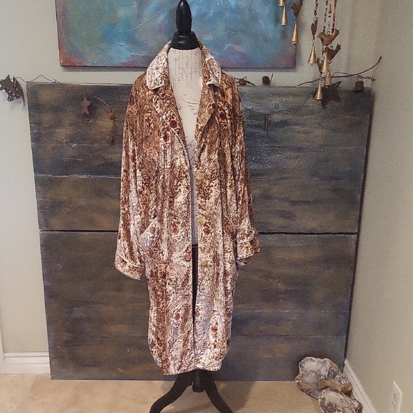 🌟SALE🌟 Free People Sweet Escape Boho Paisley Printed Velvet Trench Duster NWOT - Picture 3 of 10
